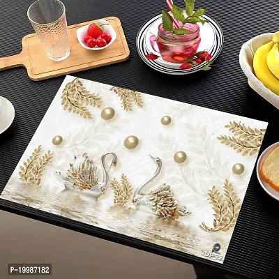 THE LIONS SHARE Placemats Table Mats|PVC Washable Place Mats|Linning Design  Dining Kitchen Restaurant Table (Set of 6, Brown, Polyvinyl Chloride)-thumb2