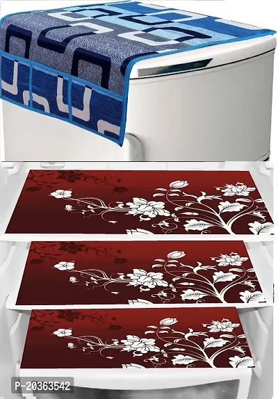 Combo of Exclusive Decorative Fridge Top Cover  Fridge Mat