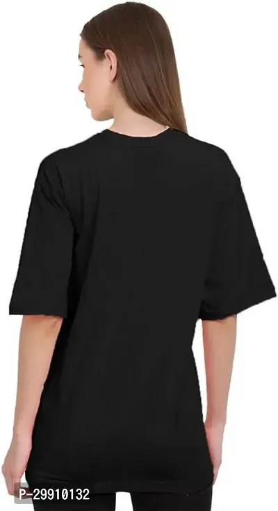 Elegant Black Cotton Blend Printed Oversized Tshirt For Women-thumb2