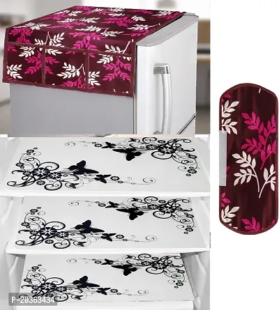 Combo of Exclusive Decorative Fridge Top Cover  Fridge Mat