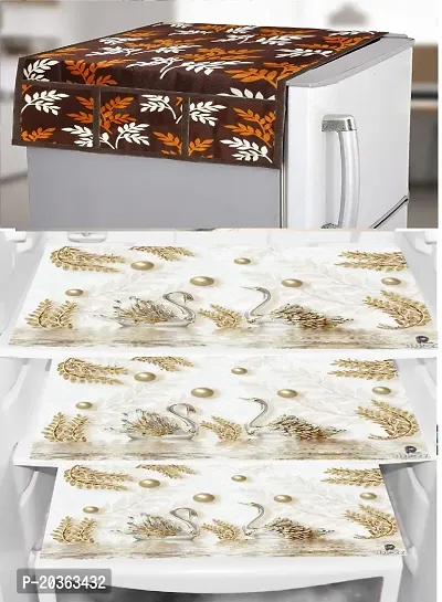 Combo of Exclusive Decorative Fridge Top Cover  Fridge Mat