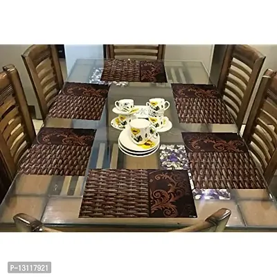 THE LION'S SHARE Placemats Set of 6, Heat Resistant, Washable PVC Table Mats, Woven Vinyl Dining Table, Non-Slip Stain Resistant Kitchen Table Placemats Easy to Clean-TLA013