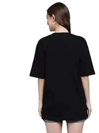 THE LION'S SHARE Women's Printed 100% Cotton T-Shirt - Oversized Fit, Round Neck, Half Sleeves-thumb1