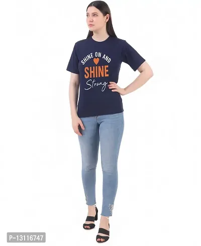 THE LION'S SHARE Regular Fit Cotton-Blend Half Sleeve Women/Girls T-Shirt .(M)