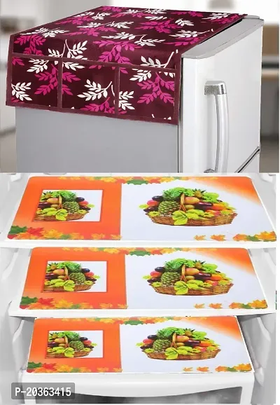 Combo of Exclusive Decorative Fridge Top Cover  Fridge Mat