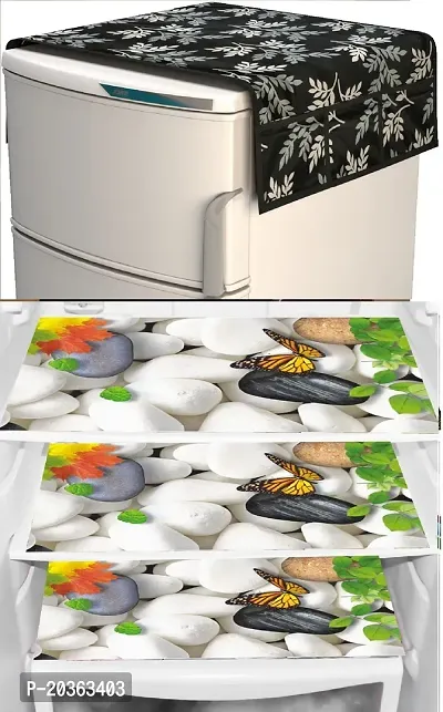 Combo of Exclusive Decorative Fridge Top Cover  Fridge Mat