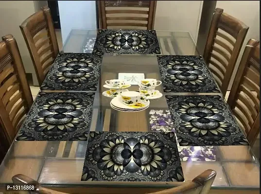 THE LION'S SHARE Placemats Set of 6, Heat Resistant, Washable PVC Table Mats, Woven Vinyl Dining Table, Non-Slip Stain Resistant Kitchen Table Placemats Easy to Clean-TLA016-thumb2