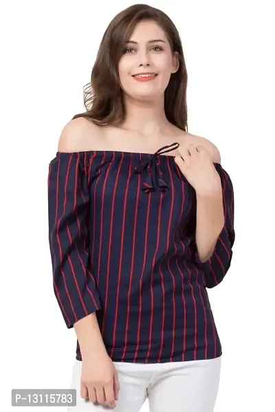 THE LION'S SHARE Women's Crepe Off Shoulder Top - Offshoulder-thumb3