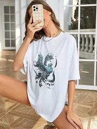 Elegant White Cotton Blend Printed Oversized Tshirt For Women-thumb1