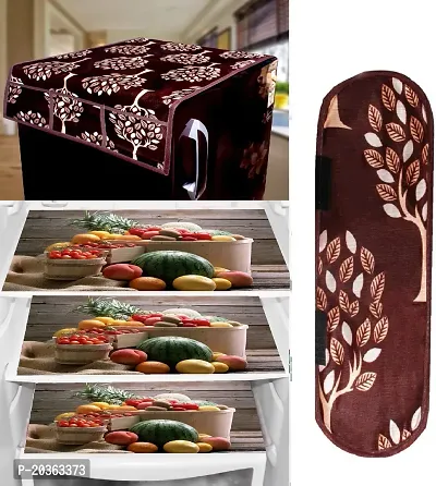 Combo of Exclusive Decorative Fridge Top Cover  Fridge Mat-thumb0