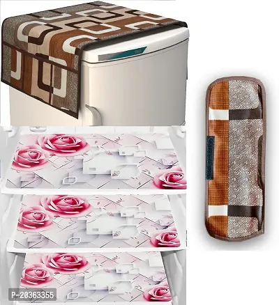 Combo of Exclusive Decorative Fridge Top Cover  Fridge Mat-thumb0