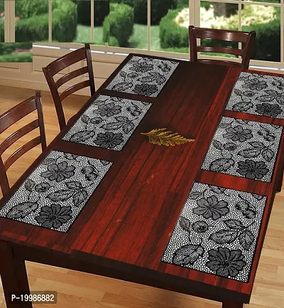 THE LIONS SHARE Placemats Table Mats|PVC Washable Place Mats|Linning Design  Dining Kitchen Restaurant Table (Set of 6, Brown, Polyvinyl Chloride)-thumb0