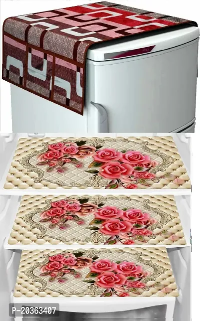 Combo of Exclusive Decorative Fridge Top Cover  Fridge Mat