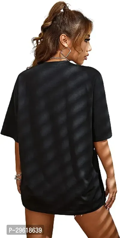 Elegant Black Cotton Blend Printed Tshirt For Women-thumb2