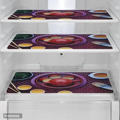 PVC Fridge Mats Set of 3 (12 X 18 Inches) (Multicolour)-thumb0