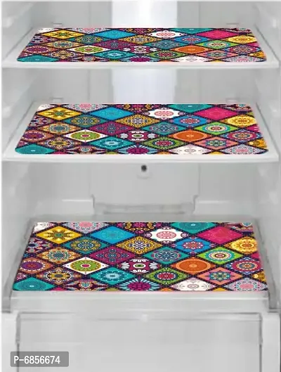 PVC Fridge Mats Set of 3 (12 X 18 Inches) (Multicolour)