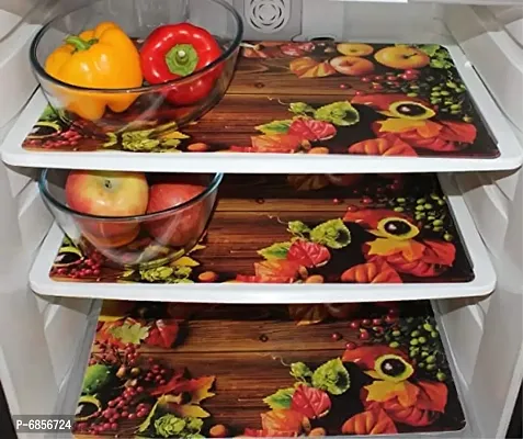 PVC Fridge Mats Set of 3 (12 X 18 Inches) (Multicolour)