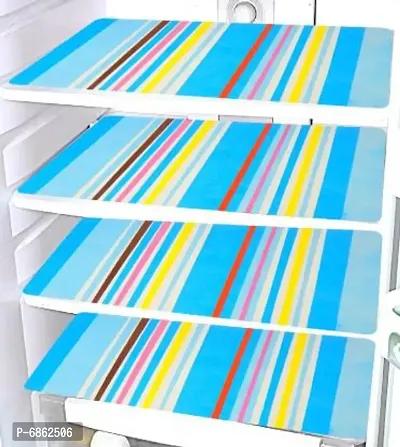Refrigerator Mats Of Multicolour PVC Plastic Of 4 Pcs Set Are Rectangular  Shaped