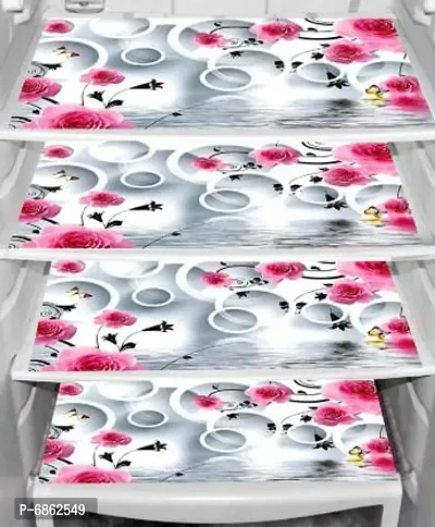 PVC Fridge Mats Set of 4 (12 X 18 Inches) (Multicolour)