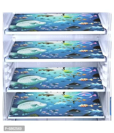 PVC Fridge Mats Set of 4 (12 X 18 Inches) (Multicolour)