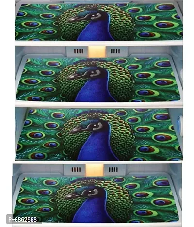 PVC Fridge Mats Set of 4 (12 X 18 Inches) (Multicolour)-thumb0