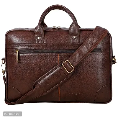 Stylish Leather Laptop Messenger Bag For Men 3 Compartments-thumb0