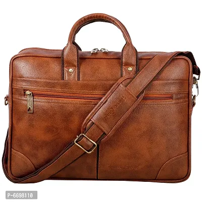 Stylish Leather Laptop Messenger Bag For Men 3 Compartments