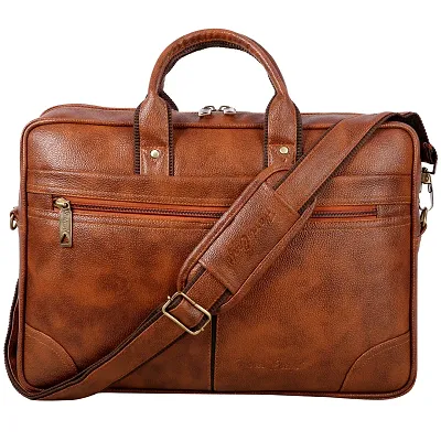 Stylish Leather Laptop Messenger Bag For Men 3 Compartments