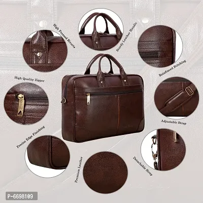 Stylish Leather Laptop Messenger Bag For Men 3 Compartments-thumb5