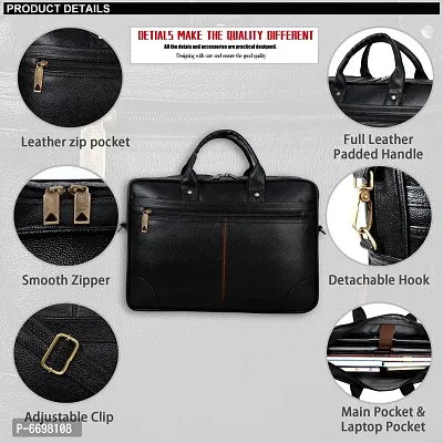 Stylish Leather Laptop Messenger Bag For Men 3 Compartments-thumb4