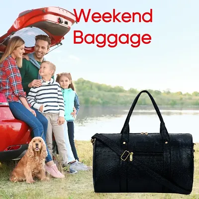 Hard Craft Textured PU Leather Stylish Travel Duffle Medium Cabin Size  Duffel Bag for Men & Women