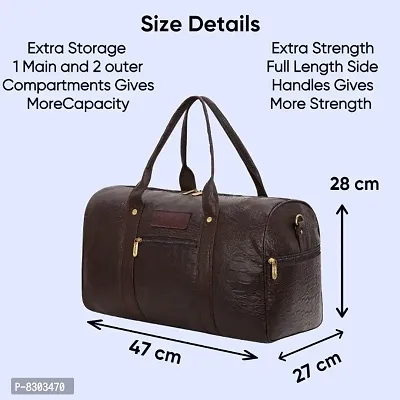 Hard Craft Textured PU Leather Stylish Duffle Bags Cabin Size Airline Friendly 35L Luxury Medium Size Travel Duffel Bag for Men and Women-thumb2
