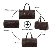 Hard Craft Textured PU Leather Stylish Duffle Bags Cabin Size Airline Friendly 35L Luxury Medium Size Travel Duffel Bag for Men and Women-thumb2