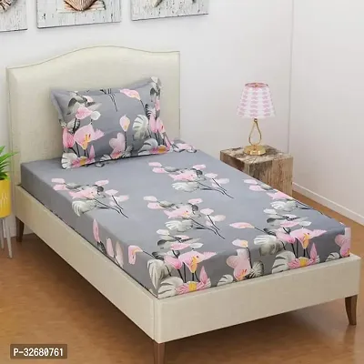 Trendy Cotton Printed Single Bedsheet With Matching Pillow Covers-thumb0