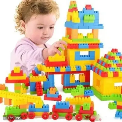 ARIZON DIY Plastic Building Blocks for Kids 60+ pcs  (Multicolor)-thumb0
