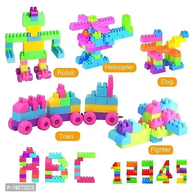 ARIZON DIY Plastic Building Blocks for Kids 60+ pcs  (Multicolor)-thumb3
