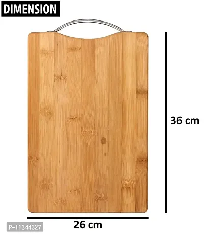 MobFest? Reversible 1.8mm Thick Non-Porous Wooden Kitchen Chopping Cutting Slicing Board with Handle for Fruits Vegetables Meat, Beige, Large Size (36*26 cm)-thumb2