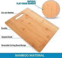 MobFest? Large Natural Bamboo Wood Cutting Board, Non-Slip, Reversible, Thick & Durable Vegetable Chopping Board for Kitchen Use with Inbuilt Handle, (36*26 cm)-thumb2