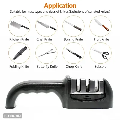 MobFest? Knife Sharpener for All Knifes with 3 Stage Sharpening Tool for Ceramic and Knives (Black)-thumb5