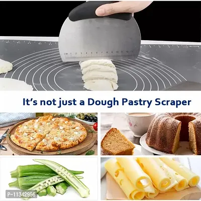 MobFest? Stainless Steel Blade Knife Pastry Cutter Dough Pizza Bread Cake Baking Kitchen Tool Scale Ruler Pasta Scraper, Pack of 1-thumb3