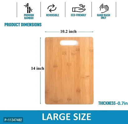 MobFest? Durable Reversible BPA Free Eco-Friendly Natural Bamboo/Wooden Chopping Cutting Board with Inbuilt Handle, Large Size- 36*26cm-thumb2