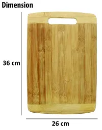 MobFest? Large Reversible Eco-Friendly Non-Porous Thick Natural Bamboo/Wooden Chopping/Cutting/Slicing Board with Handle for Fruits Vegetables and Meat (36*26 cm)-thumb1