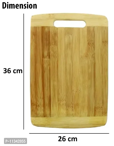 MobFest? Large Reversible Eco-Friendly Non-Porous Thick Natural Bamboo/Wooden Chopping/Cutting/Slicing Board with Handle for Fruits Vegetables and Meat (36*26 cm)-thumb2