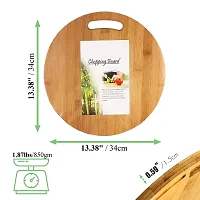 MobFest? Round Thick Reversible Wooden Chopping Board | BPA Free Fruit Vegetable Cutting Board | Natural Bamboo Large Round Cutting Board with Handle | Size - 34 cm-thumb1