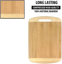 MobFest? Natural Bamboo Reversible Kitchen Chopping Cutting Slicing Board with Inbuilt Handle for Cutting Chopping Slicing Fruits Vegetables Meat, Beige, Pack of 1 (34*24 cm)-thumb2