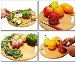 MobFest? Reversible Natural Wood Chopping Board for Kitchen | Cutting Board for Kitchen | Round Cutting Board | Wooden Serving Board | Pizza Platter | Size-34cm-thumb3