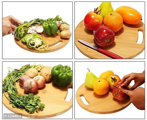 MobFest? Reversible Natural Wood Chopping Board for Kitchen | Cutting Board for Kitchen | Round Cutting Board | Wooden Serving Board | Pizza Platter | Size-34cm-thumb4