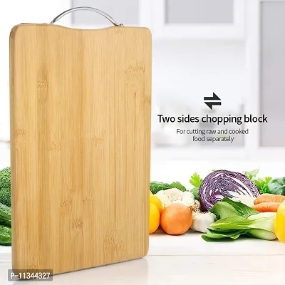 MobFest? Reversible 1.8mm Thick Non-Porous Wooden Kitchen Chopping Cutting Slicing Board with Handle for Fruits Vegetables Meat, Beige, Large Size (36*26 cm)-thumb5