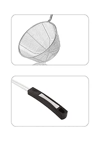 MobFest? Deep Frying Stainless Steel Wire Strainer for Home Kitchen, Snack, Pakora, Poori, Jhara, Jhalni, Charni, Skimmer with Heat Resistant Handle, 15 Inch-thumb2