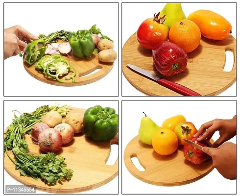 MobFest? Round Reversible Thick Wooden Cutting Board, Vegetable Chopping Board with Handle for Slicing Meat, Vegetables, Cheese and Fruits, 34 cm Size-thumb4